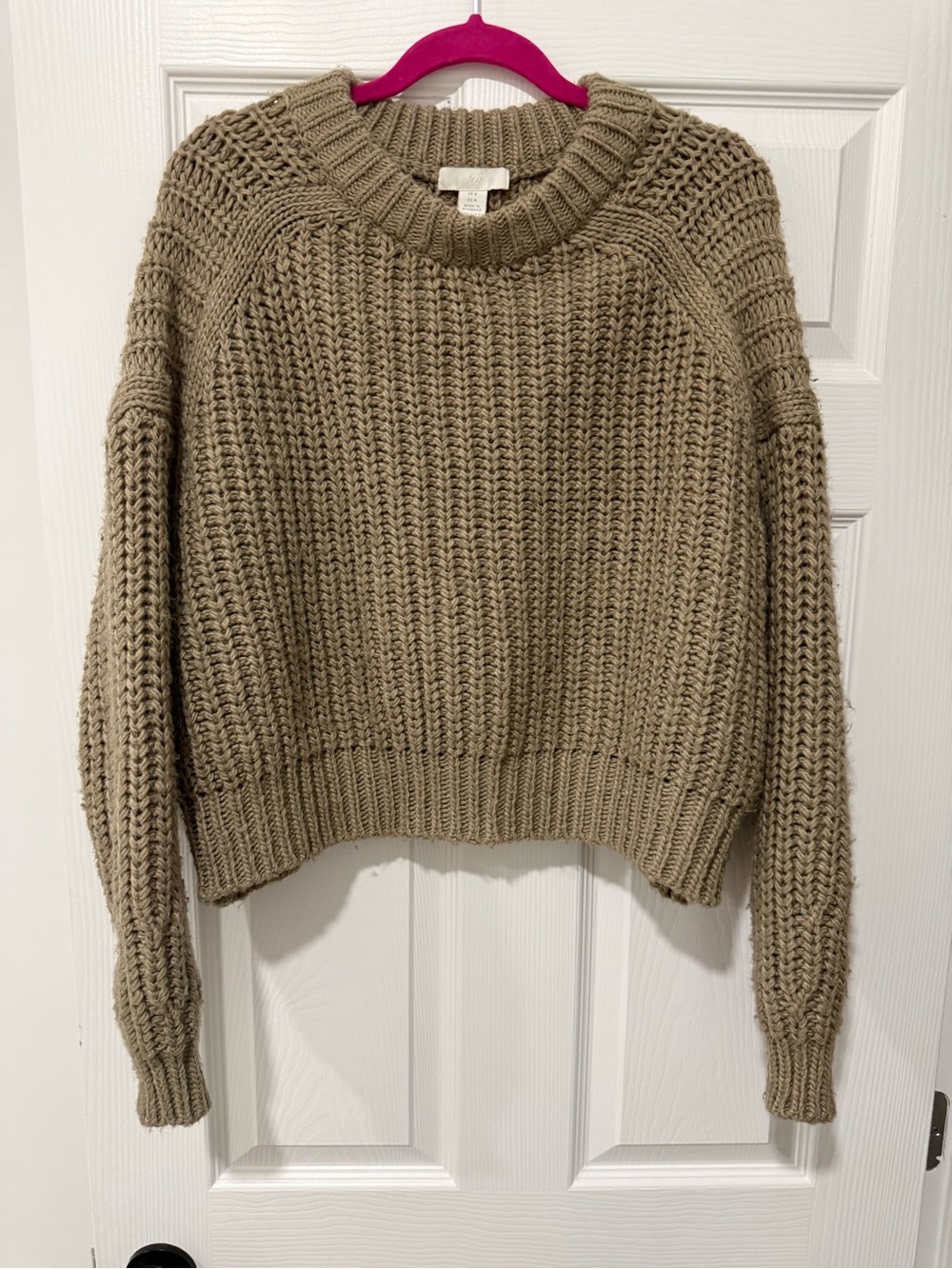 H&M Chunky Rib-Knit Cropped Sweater-Taupe/Light Brown